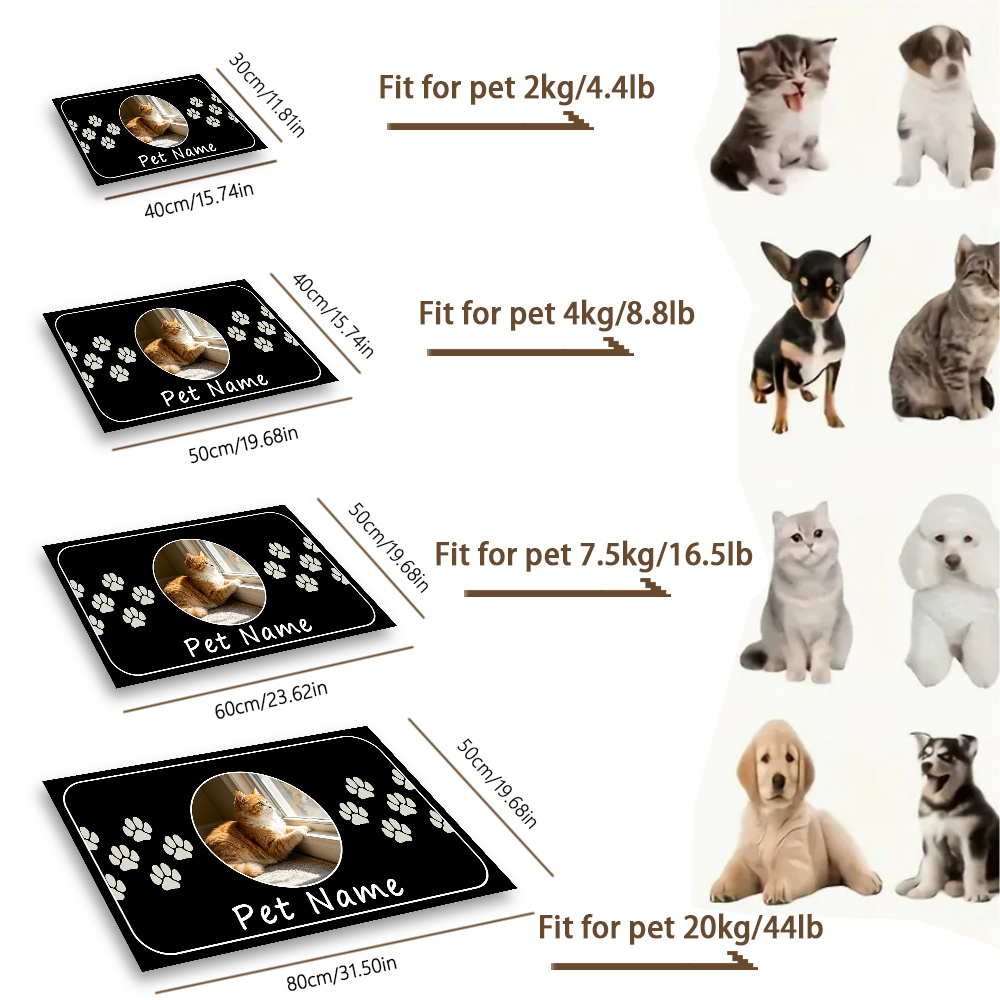 TEMU 1pc Personalized Custom Pet Mat - Custom Pet Feeding Mat With Name, Dog Food Mat, Cat Food Mat, For Home Pet Feeding Training And Drinking Water
