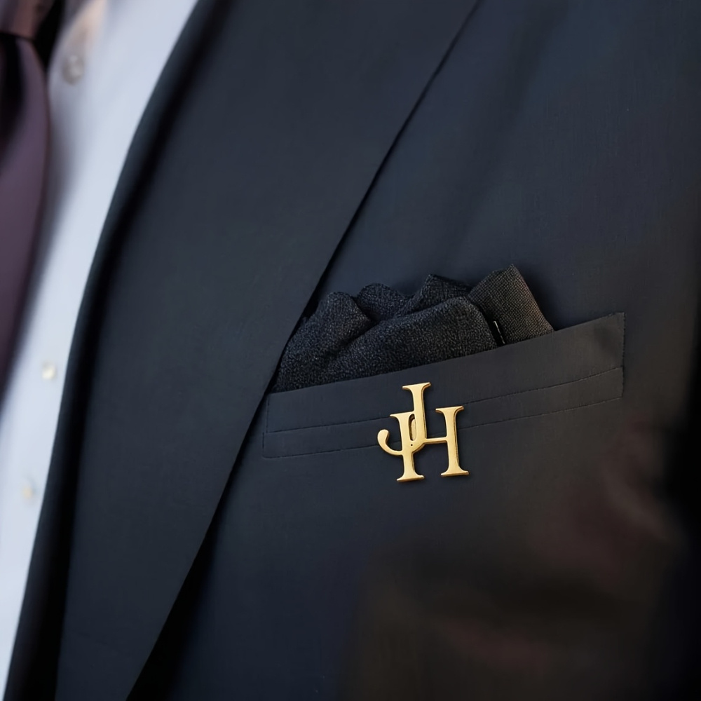 TEMU 1pc Custom Initial Pin, Personalized Couple Letter Wedding Pin, Stainless Steel Suit Lapel Gentleman Pin, Best For Man Groom Pin, Men's Fashion