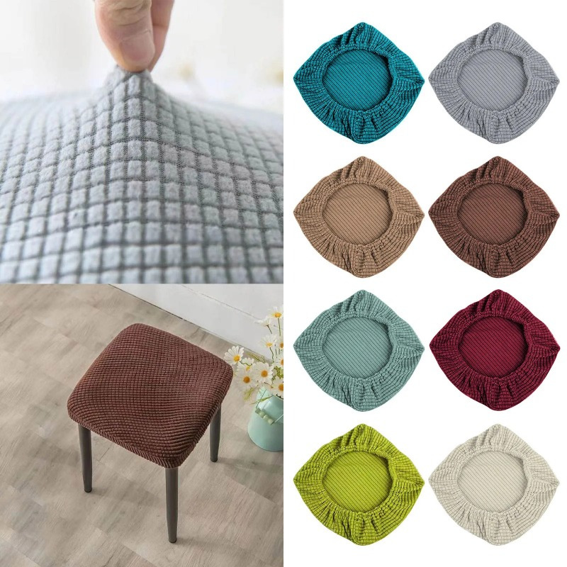 

1pc Classic Stretch Square Vanity Stool Cover, Non-slip Dining Chair Seat Protector, Polyester And Spandex , Machine Washable, For Wedding, Party, Bar, Hotel - -120gsm