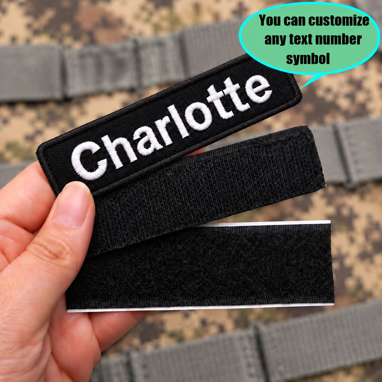 TEMU Patch Nom Personnalisé, Badge Nom Brodé Personnalisé avec Dos à , Texte Personnalisé 1 Ligne ou 2 , Couleur Unie Noire ou Blanche, Patch Brodé