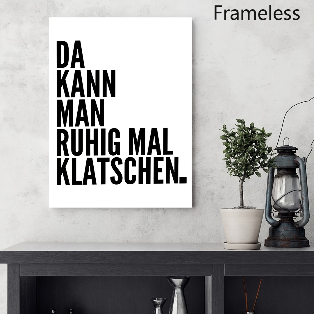 TEMU 2D Flach, 2D Flach, 1 Stück Moderner Minimalistischer Zitat Leinwanddruck - 'Da für Mann für Man Ruhi Mal ' Wandkunst Poster für Wohnzimmer oder