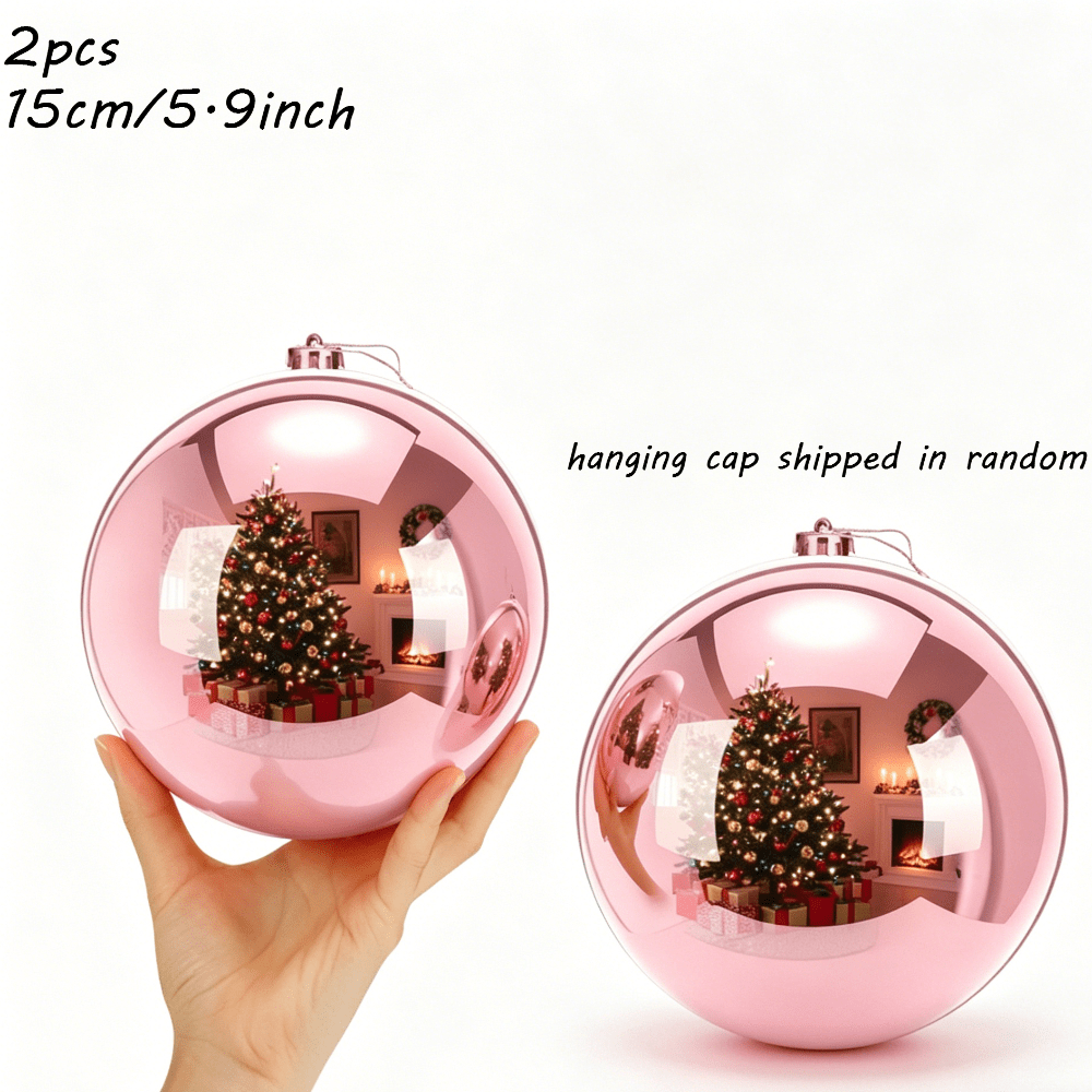 TEMU 2pcs, 15cm Oversized Plastic Christmas Balls, Suitable For Outdoor Christmas Tree Decoration During Festivals And Parties (light Pink) (random