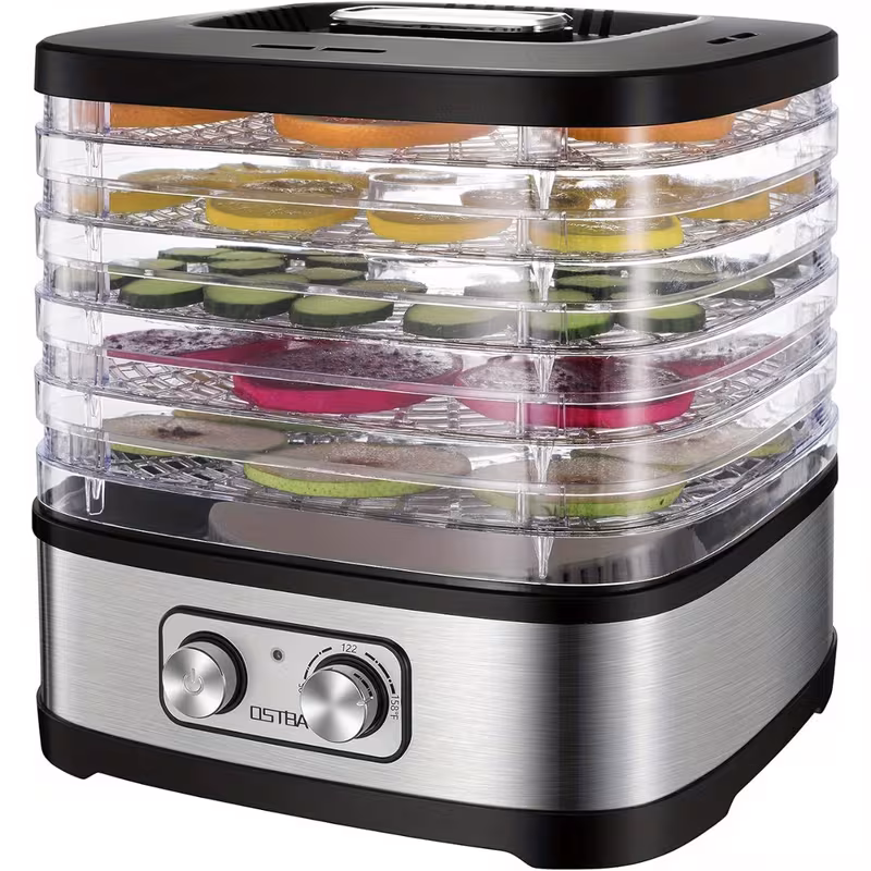 Electric Food Dehydrator - 5 Tray, Adjustable Temperature, 72-Hour Timer, LED Display, 240W, Includes Recipe Book