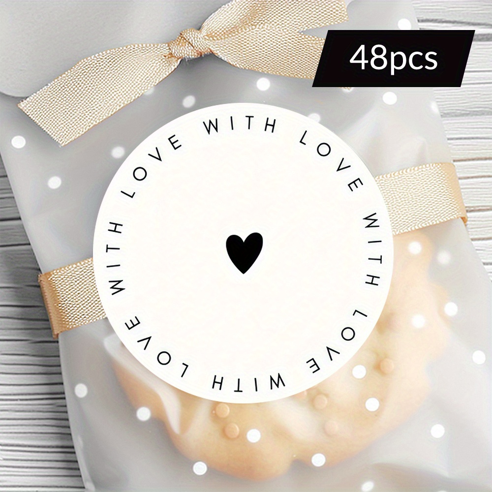 48/96pcs Of Black And White Heart-shaped Stickers Featuring Love , Perfect For Birthdays And Valentine's Day, Ideal For Gifting To To Show And Care