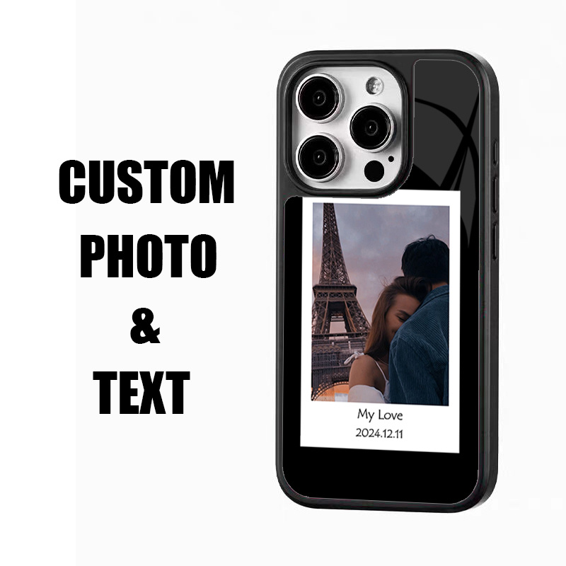 

Coque en Acrylique pour Téléphone Portable Personnalisée avec Photo DIY Adaptée pour 15 Plus 14 11 Date Photo Personnalisée Silicone Noir Anti-chute Bords Souples