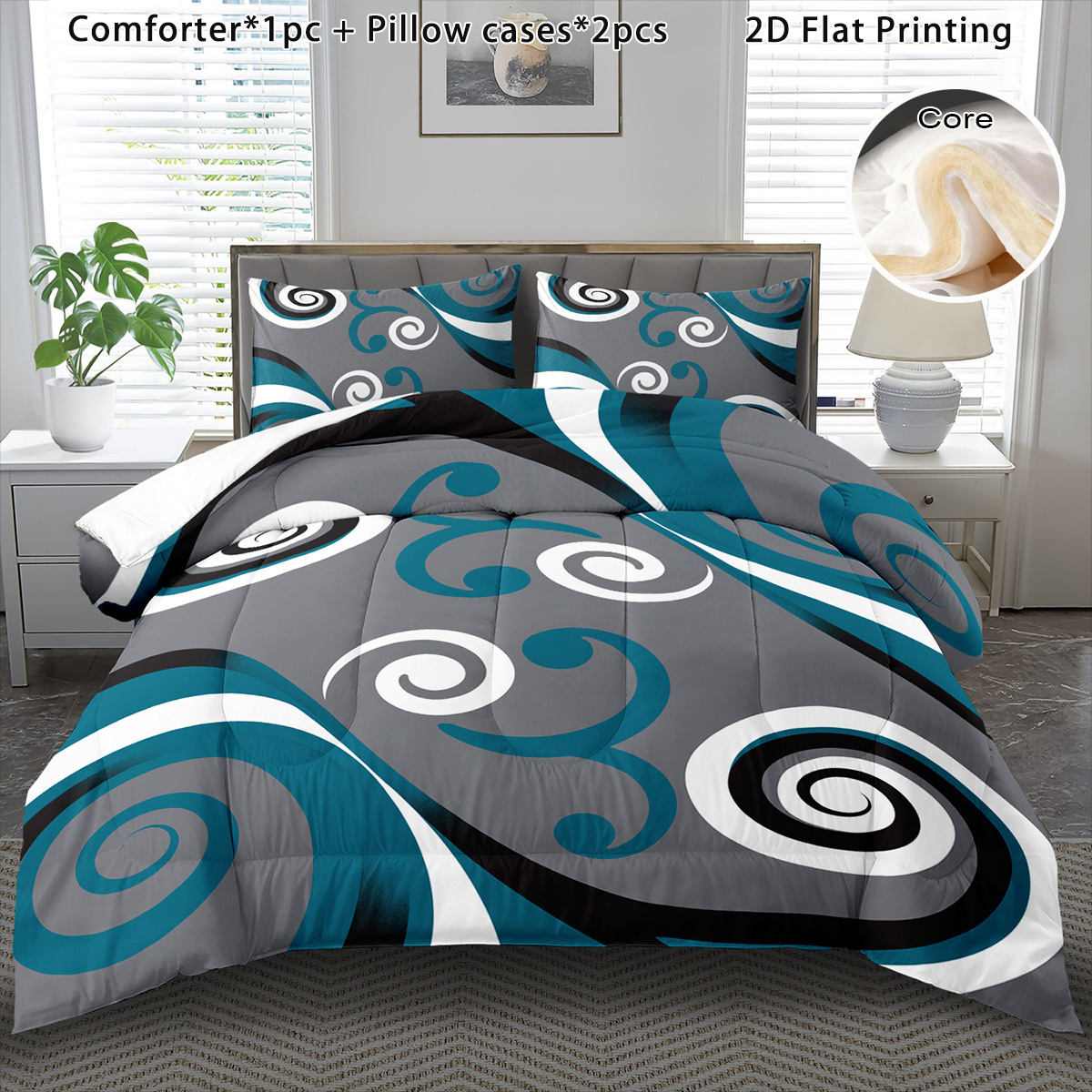 TEMU 3pcs Winter Comforter Set Featuring A , A Cozy Bedding Experience. This Cartoon Boho Soft Bedding Makes A Gift For Halloween, Christmas, Or