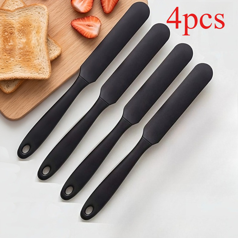 TEMU 4pcs Silicone Spatulas Cream Scrapers Cake Spatulas Bread Jam Knives Mixing Spatulas Baking Tools Food Grade Material Long Strip Separate