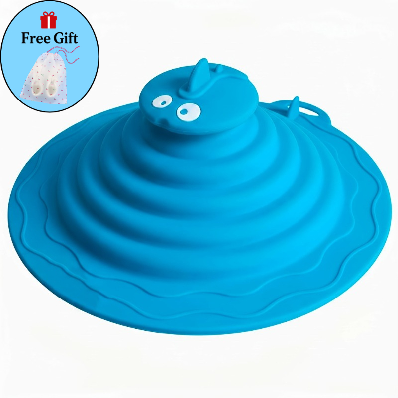 TEMU Juego de 2 piezas: 1 cubierta de desagüe de fregadero + 1 bolsa de cordón con estampado de de regalo. Cubierta de desagüe multifuncional azul de