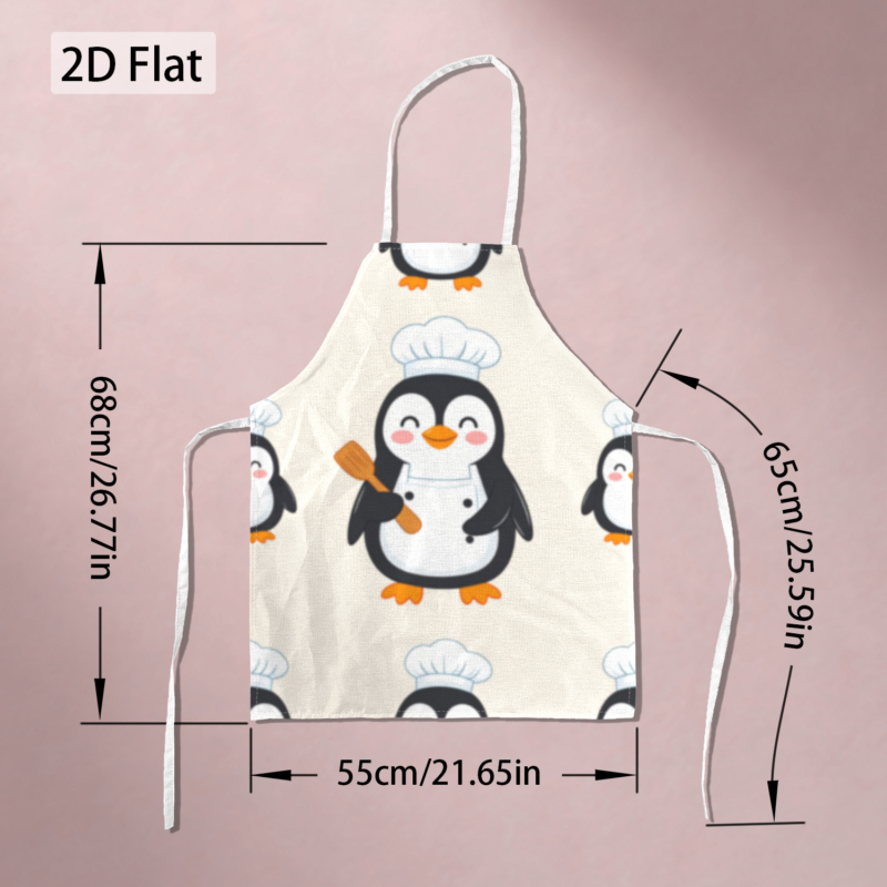 TEMU 2d Flat 1pc Penguin Apron Apron 68cm X 55cm Cartoon Animal Pattern Apron For Cooking Baking Kitchen Home Use
