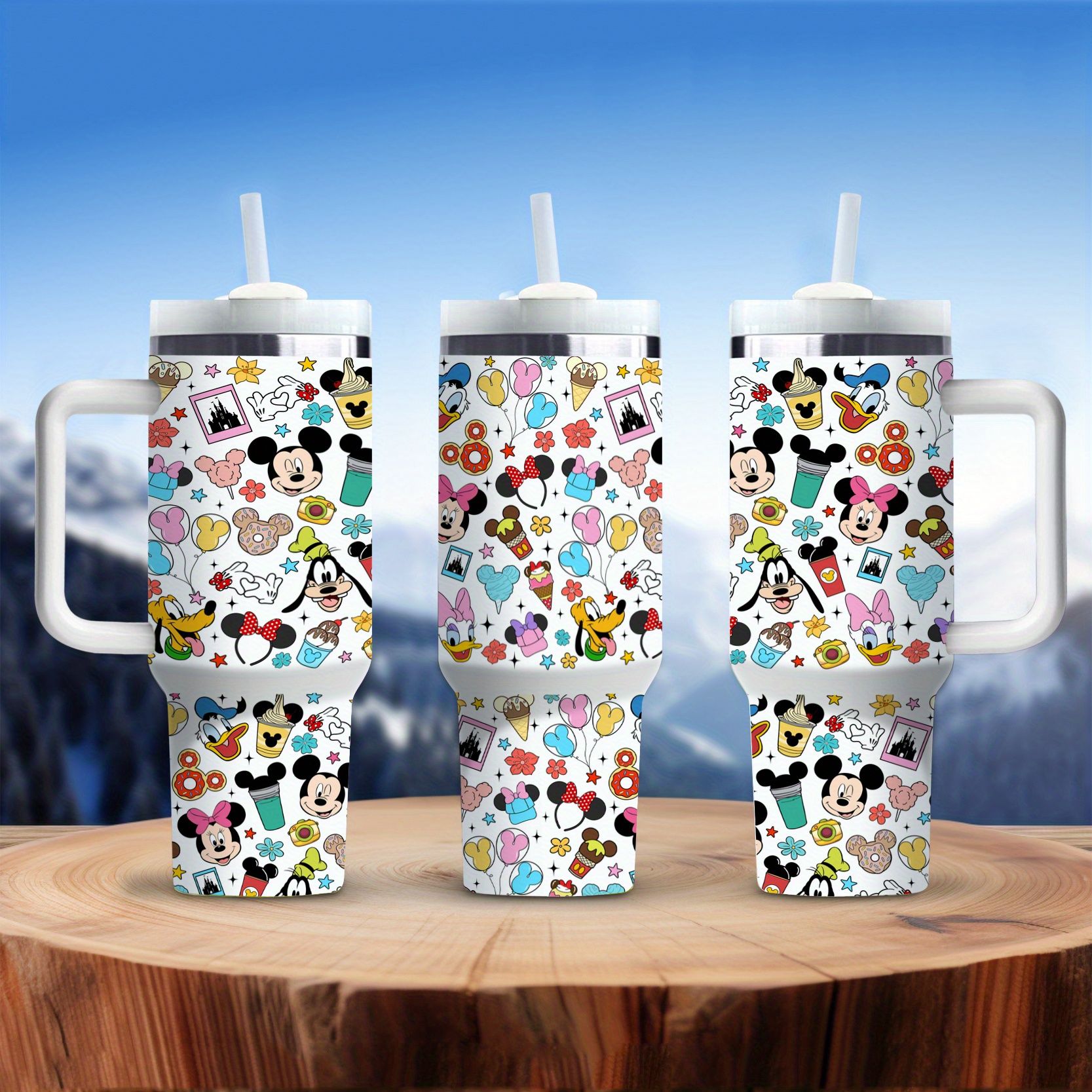 TEMU 1pc   40oz Stainless Steel Tumbler , Cartoon , Insulated Travel Mug , -, Removable Lid, For Use, Camping, Christmas Gift