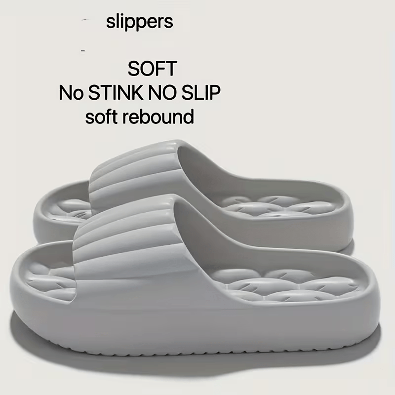 unisex solid color open toe breathable thick   slippers comfortable anti slip durable odor resistant eva slippers unisex indoor shoes