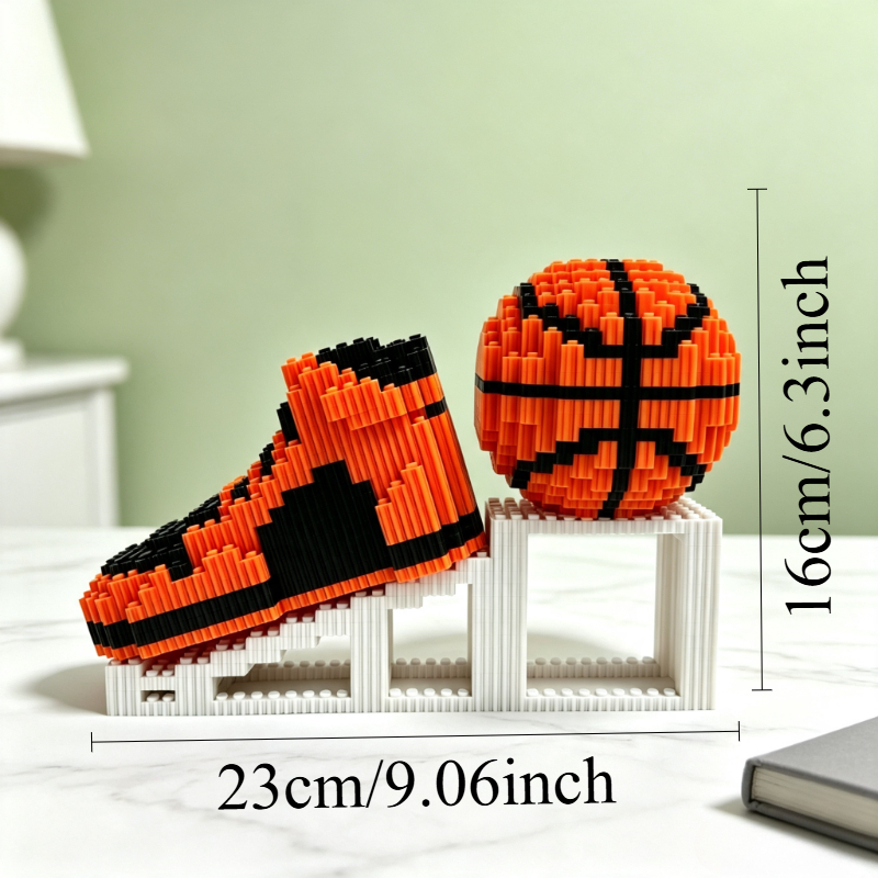 TEMU Mini Bloc de Construction Micro-Billes Modèle de Chaussures de Basketball, Jouet d'Assemblage, Ornement d'Affichage de Bureau sur le Thème du