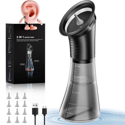 item picture professional ear wax remover kit with led display 11 tips visual waste tank 3 mode pressure temp sensing for safe ear cleaning usb c rechargeable 2000mah battery all in one ear for ideal gift ipx7