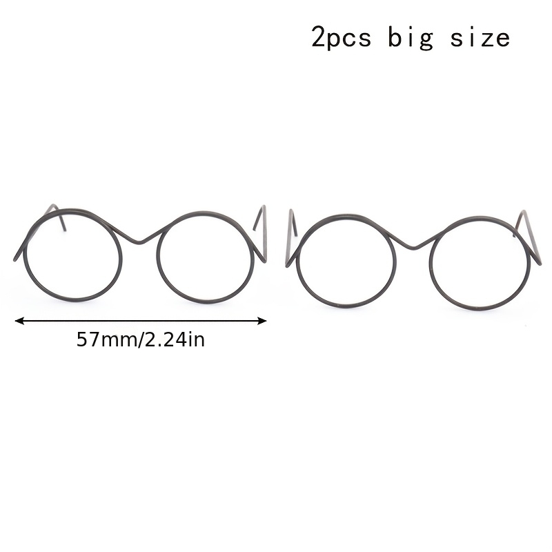 2pcs Fashion Round Frame Lensless Retro Cool Glasses For Additions
