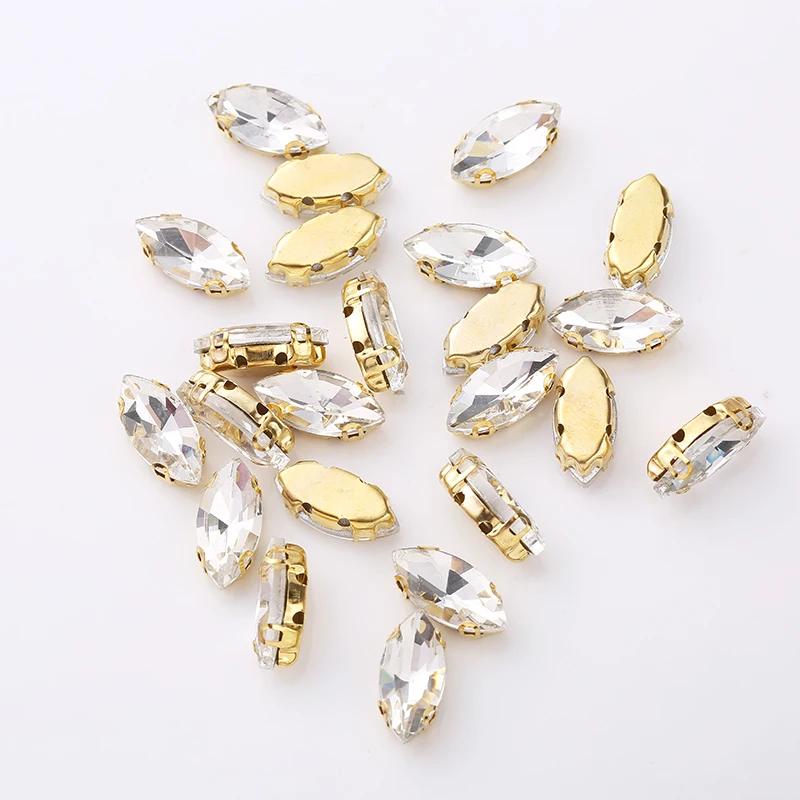 TEMU 50 Stück Premium Pferde Augen Kristall Steine in Goldener/Silberner Basis, Hochwertige Krallen Strass Applikationen für Abendkleid und