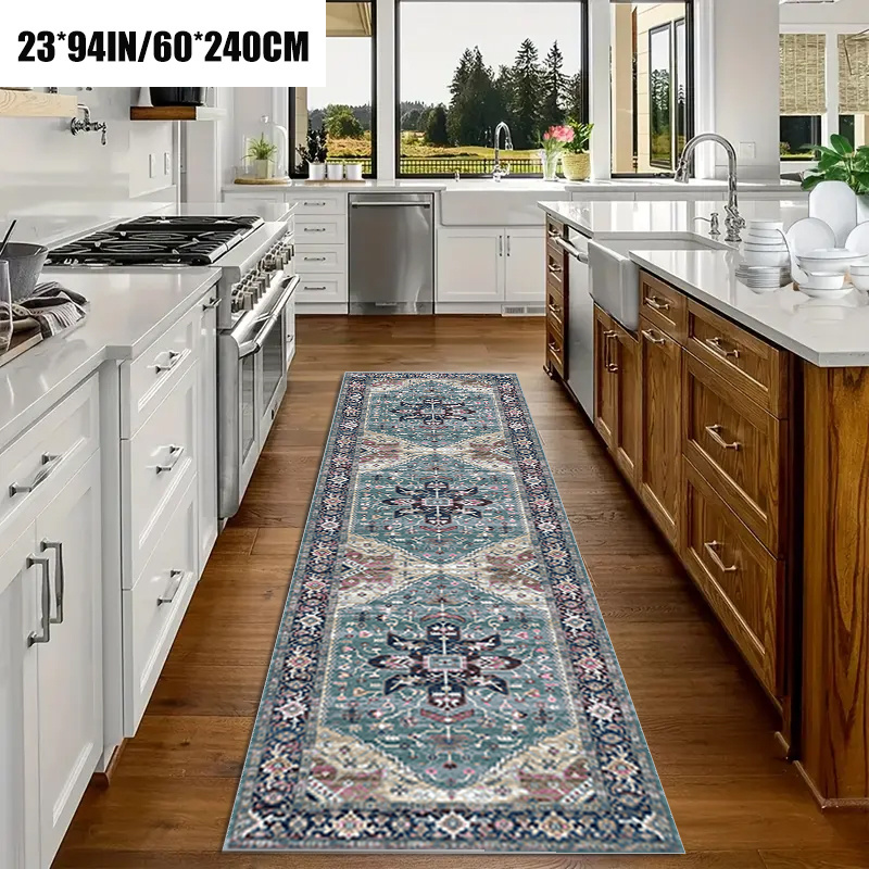 1pc vintage bohemian european long carpet easter holiday decoration living room printed long carpet outdoor entrance door mat living room bedroom bathroom kitchen long non slip absorbent floor mat table side mat   mat outdoor decoration courtyard mat velvet 850g high quality large and small sizes machine Product details 5