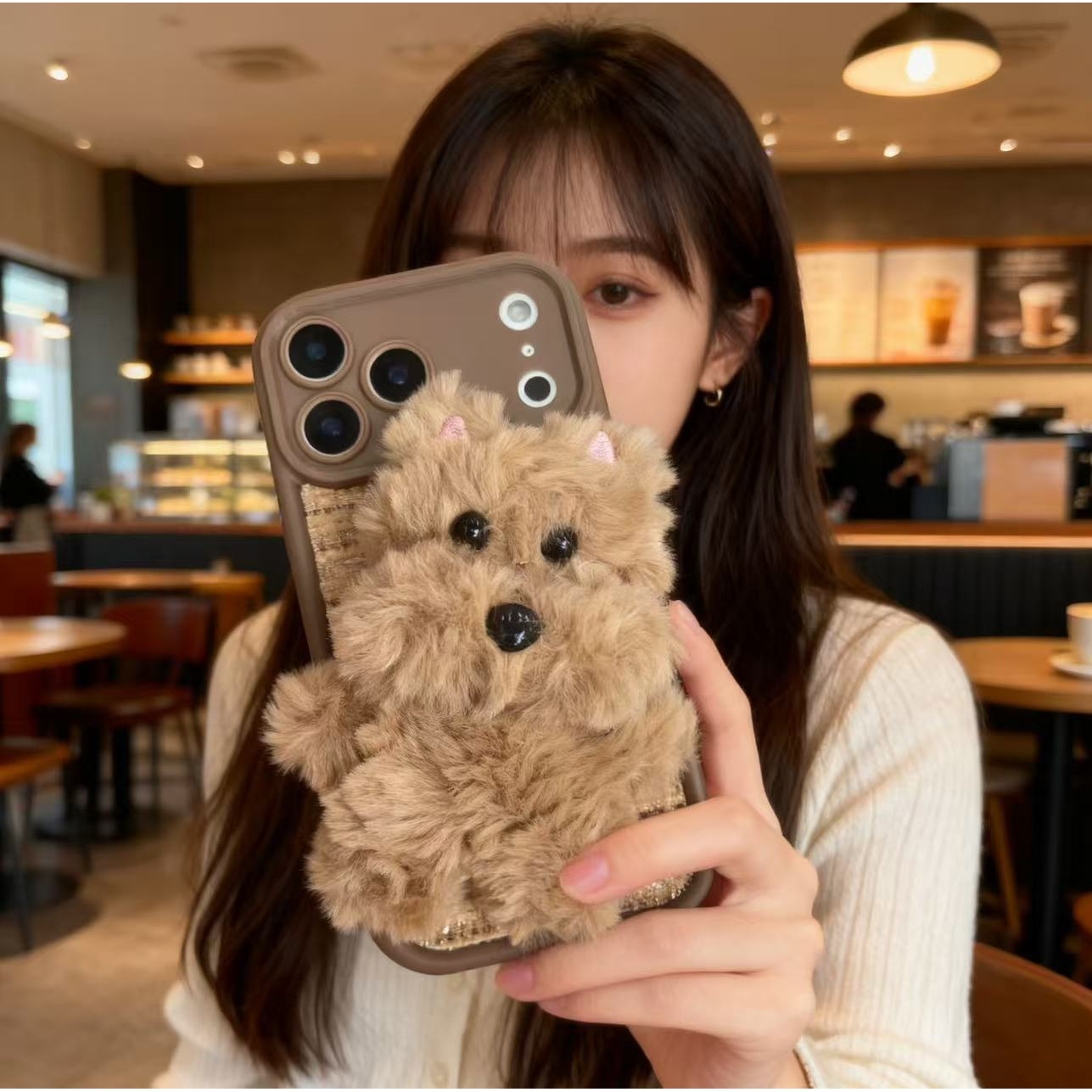 TEMU Coque de téléphone - Coque de téléphone en polaire d'ours , chaude et tendance pour l'hiver, pour Iphone 17 Pro Max/16 Plus, protection antichoc