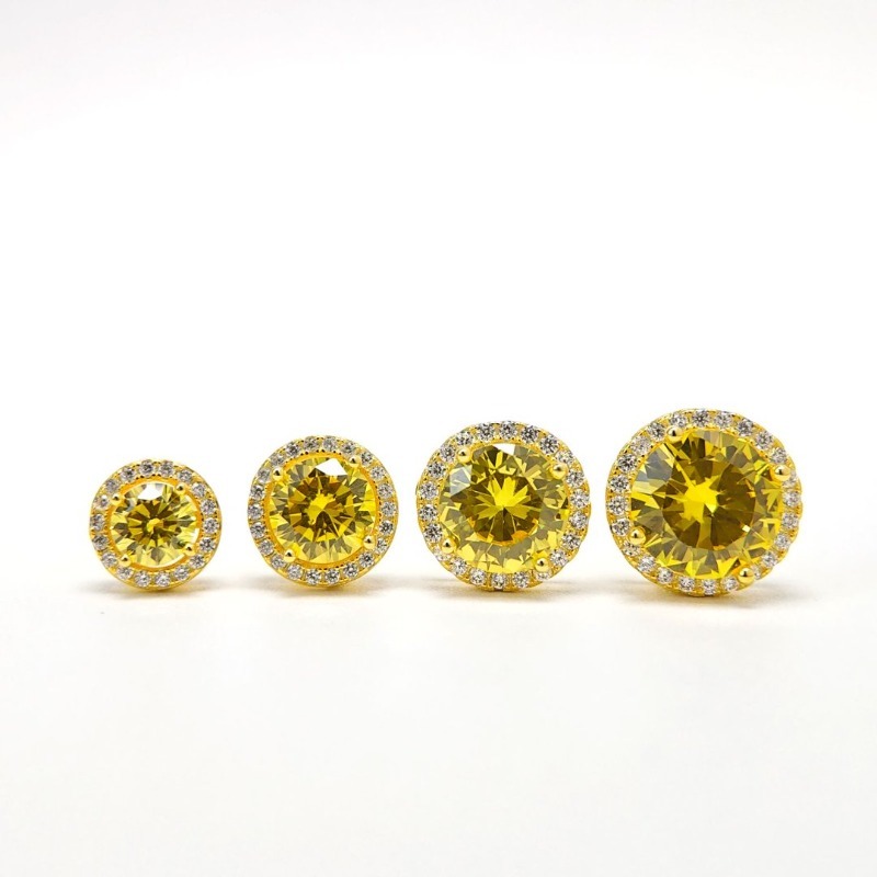 Women's Elegant Yellow Synthetic Cubic Zirconia Round Stud Earrings