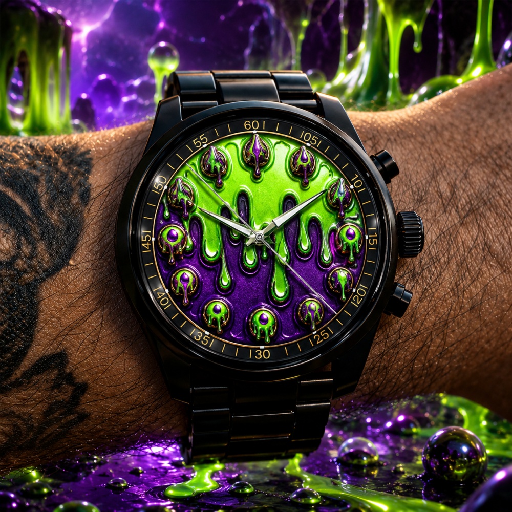2d Dial Purple Green Drip Watch, Automatic Watches For Men High Quality, Quartz , Men Watches, For Men Gift, Suitable For Men And Women, Style