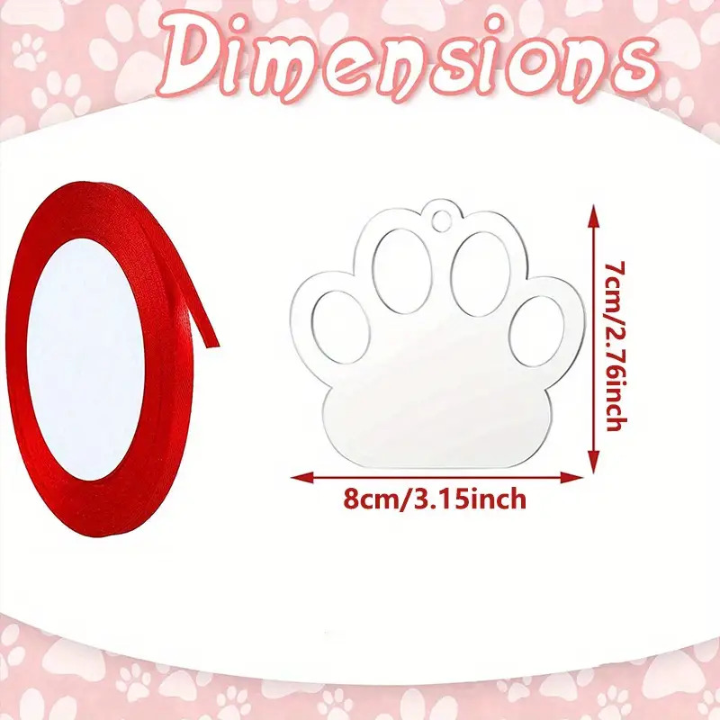 TEMU Décorations plates 2D en acrylique de patte de chien, 10 pièces - Convient pour les étiquettes nominatives de chaussettes de Noël, aucune