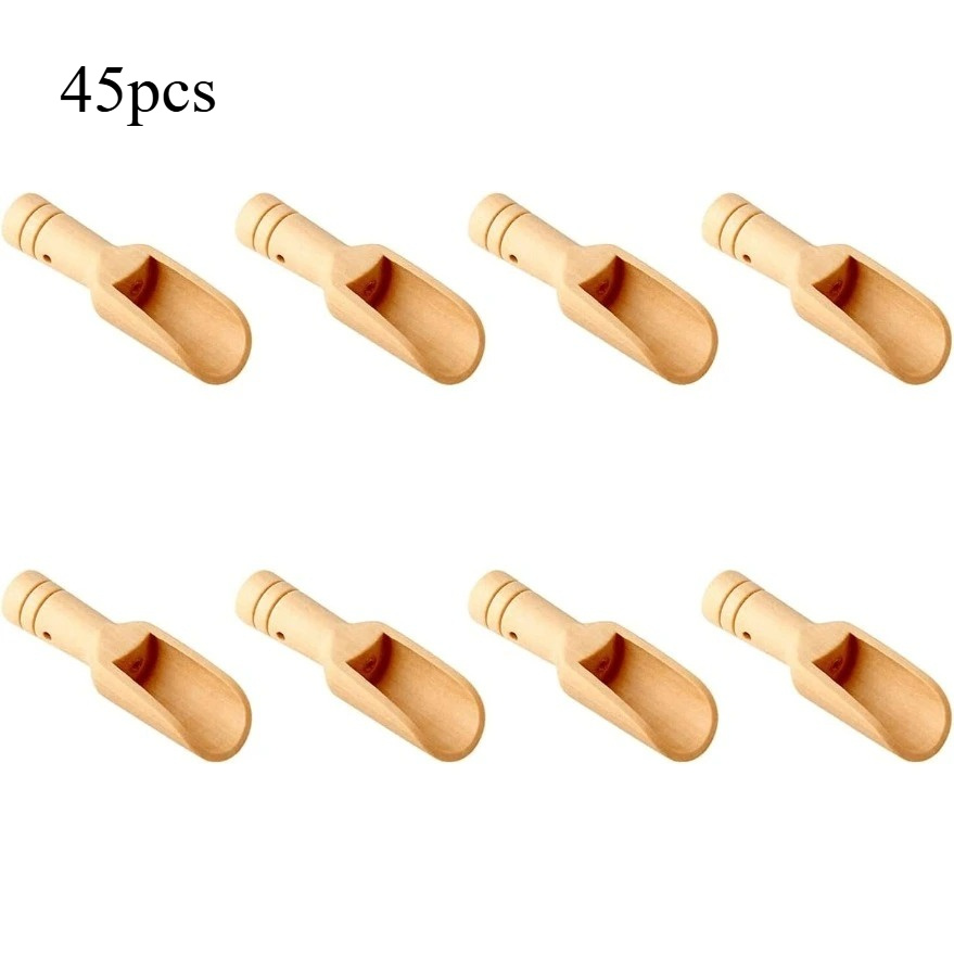 TEMU 35/45pcs Wooden Mini Spoons Set - Small Tea , Sugar Scrub Spoon, Spice For Cooking, Kitchen Gadgets, Bath - Natural Bamboo Material