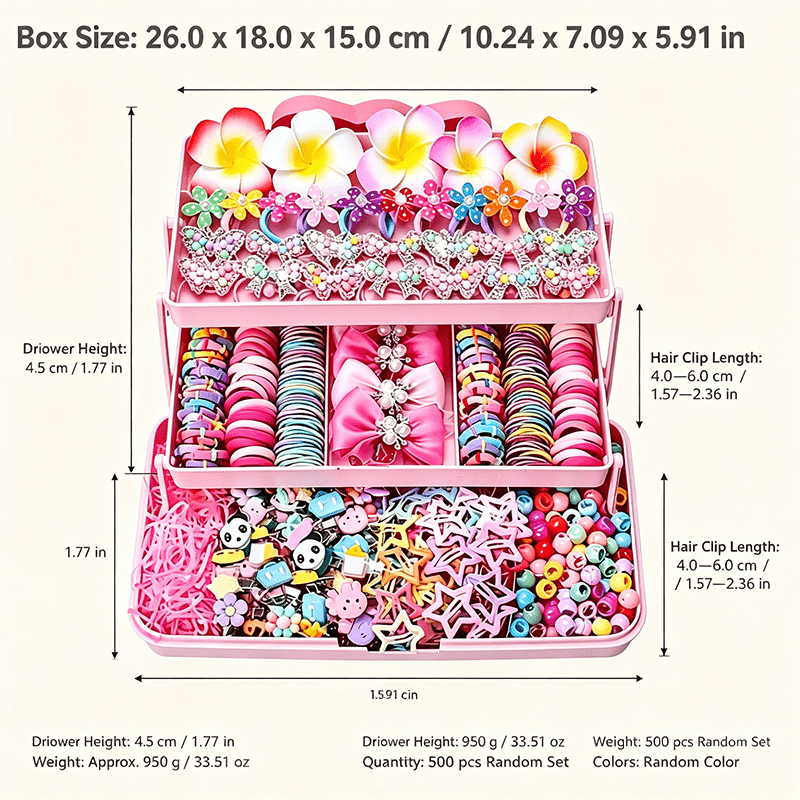 502pcs Mixed Hair Accessories Set in Random Styles and Colors
