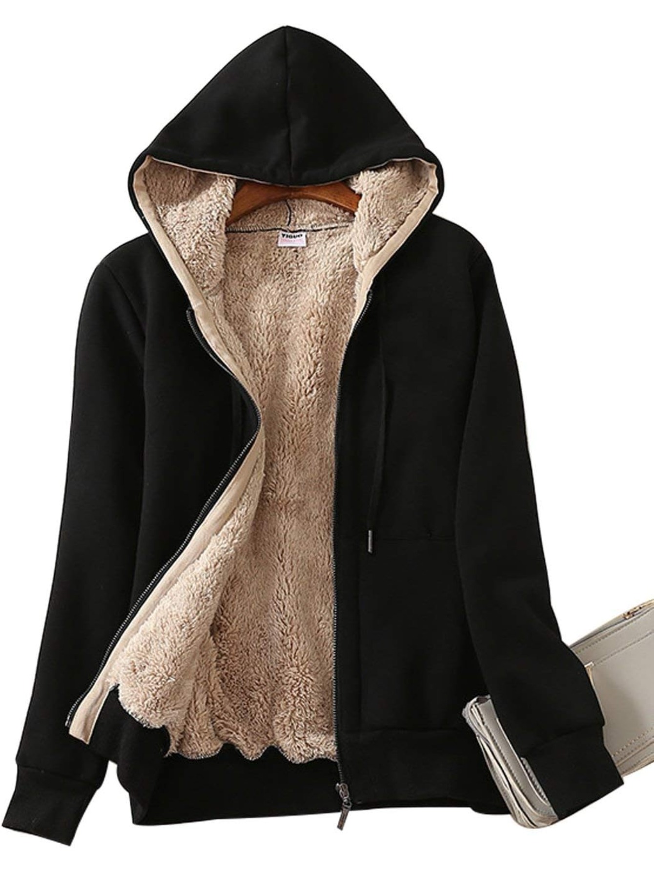 womens casual full zip sherpa lined hoodie sweatshirt coat