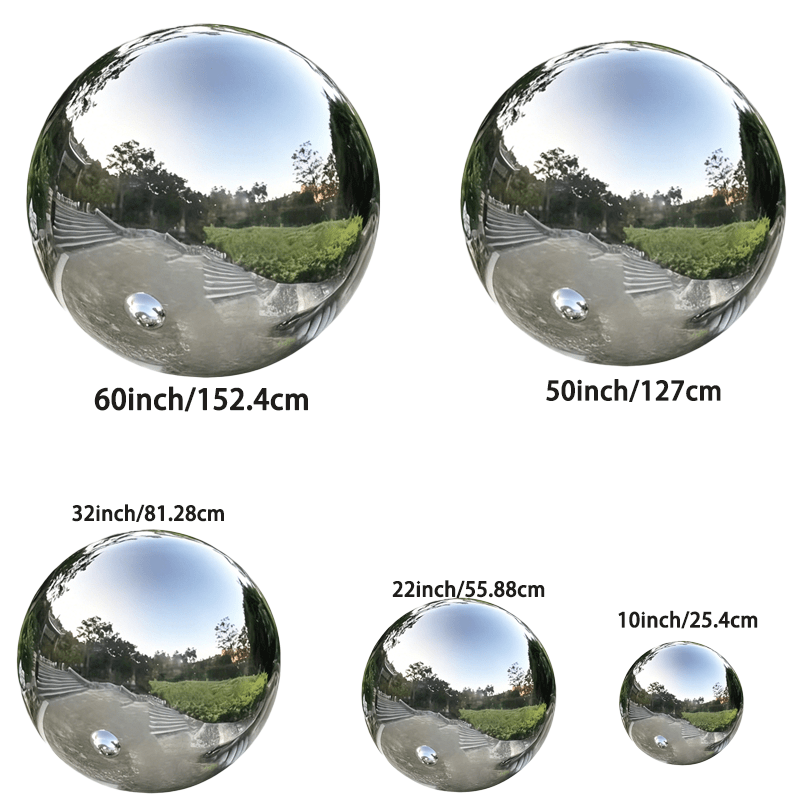 TEMU Ensemble de 5 balles à gonflables argentées géantes (60 pouces X 50 pouces X 32 pouces X 22 pouces X 10 pouces) - Balles réfléchissantes pour