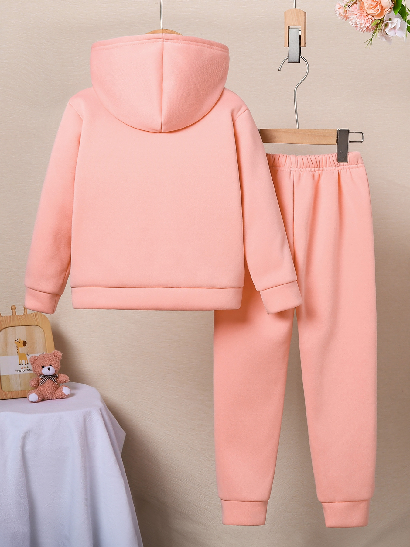 Girls' Unicorn Pattern Long-Sleeve Hoodie and Pants Set