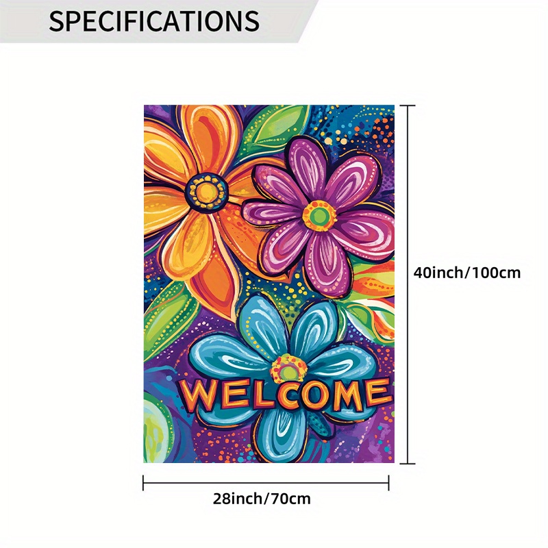 TEMU 1pc_ Welcome Spring Daisies1_2 - Flag 28 X 40 Inches Double-sided Garden Flag Courtyard Decoration, Outdoor Decoration, Lawn Decoration, Flag