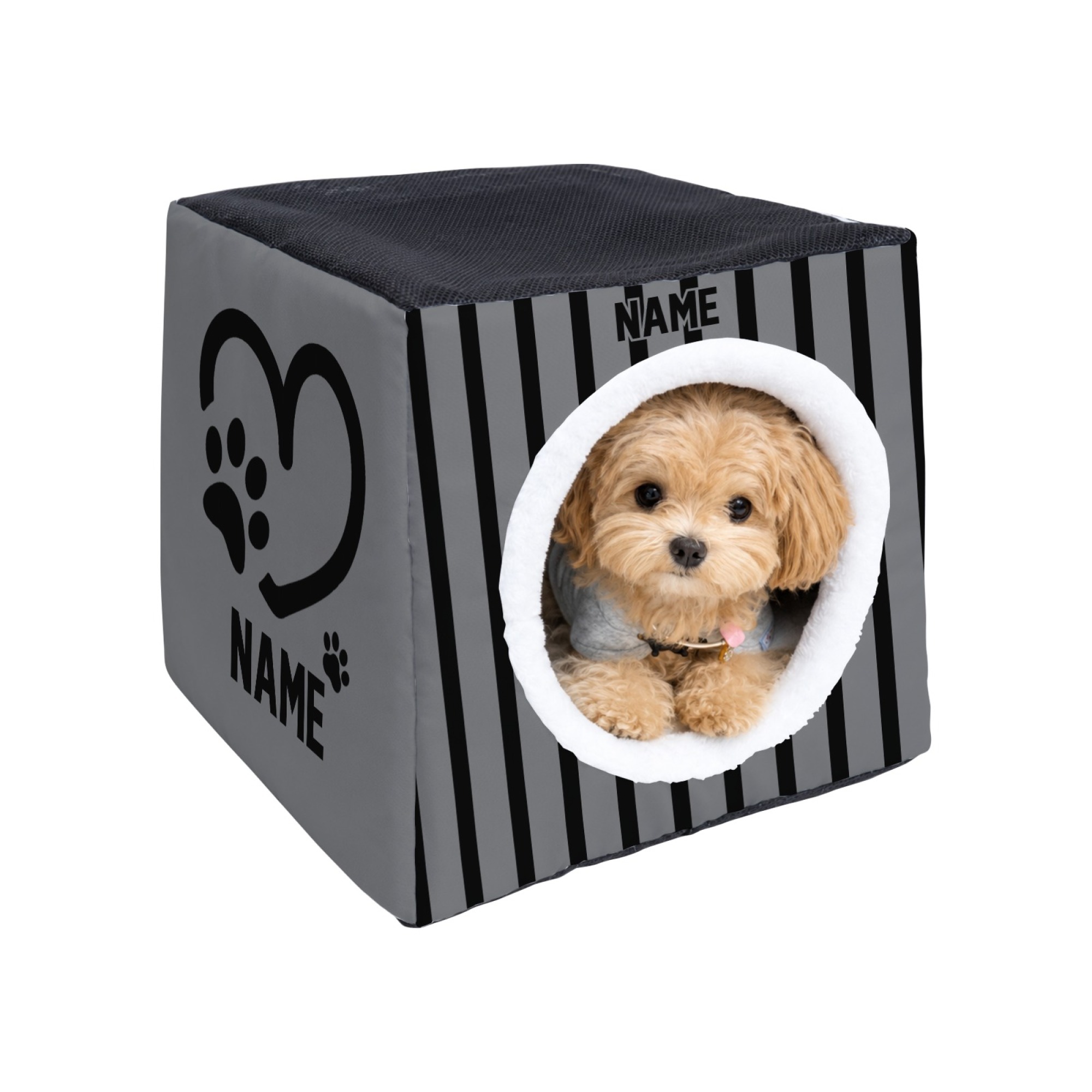 customizable custom dog bed cat house with   and warm pet sleeping space small dog house and cat house autumn   closed design pet gift pet lovers pet supplies heart shaped paw print pattern Product details 6