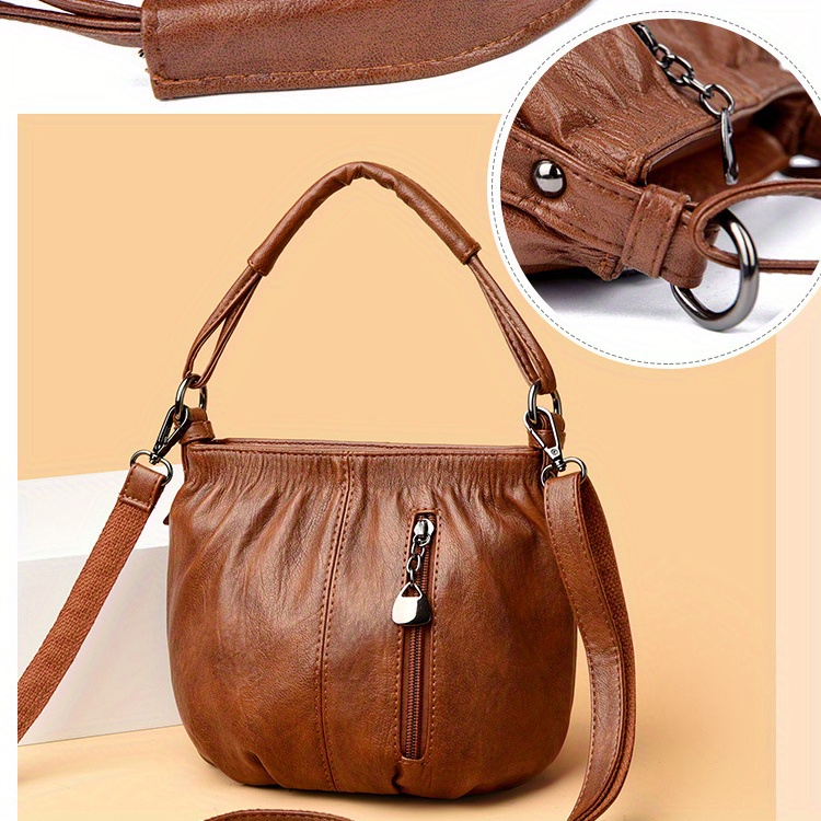 Women's -like Crossbody Bag - Convertible Shoulder Purse with Zipper Closure, Adjustable Strap, Structured Tote for Work, Everyday & Formal Events - Available in Brown, Red, Black - Elegant Women's Handbag, Crossbody Purse, Sleek Texture, Textured Finish