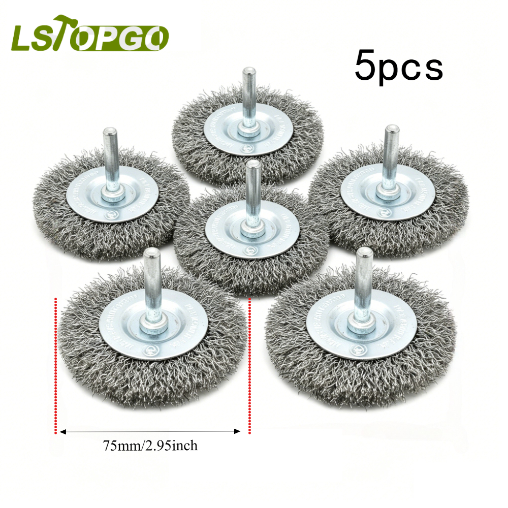 Lstopgo 5pcs/2pcs Brush , 1/4, Handle Inserted Wire Brush, Suitable For Drilling, Rust Removal, Paint Stripping, Oxidation Treatment, Metal Polishing, And Cleaning Tools