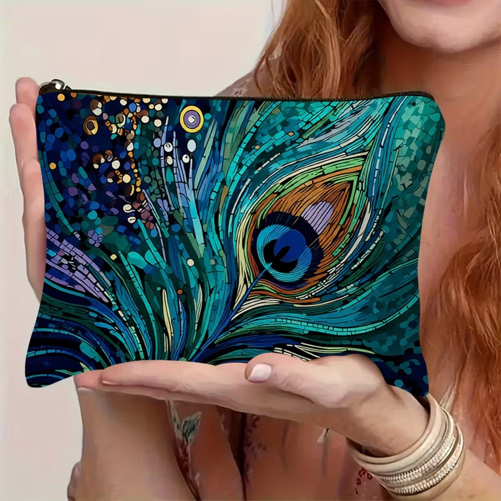 TEMU Mosaic Makeup Bag - Vibrant Teal, Suitable For Travel Toiletries, Daily Beauty Storage, Events, Durable, With Design, Fashionable And Trendy,
