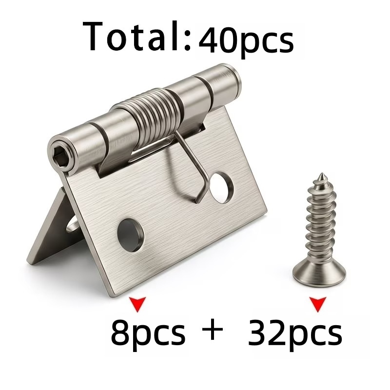 TEMU 40pcs Cabinet Door Installation Spring Hinges, Built- Mechanism For Automatic Reset, 1-inch Compact Size Design, Includes Hinges And 32 Screws,