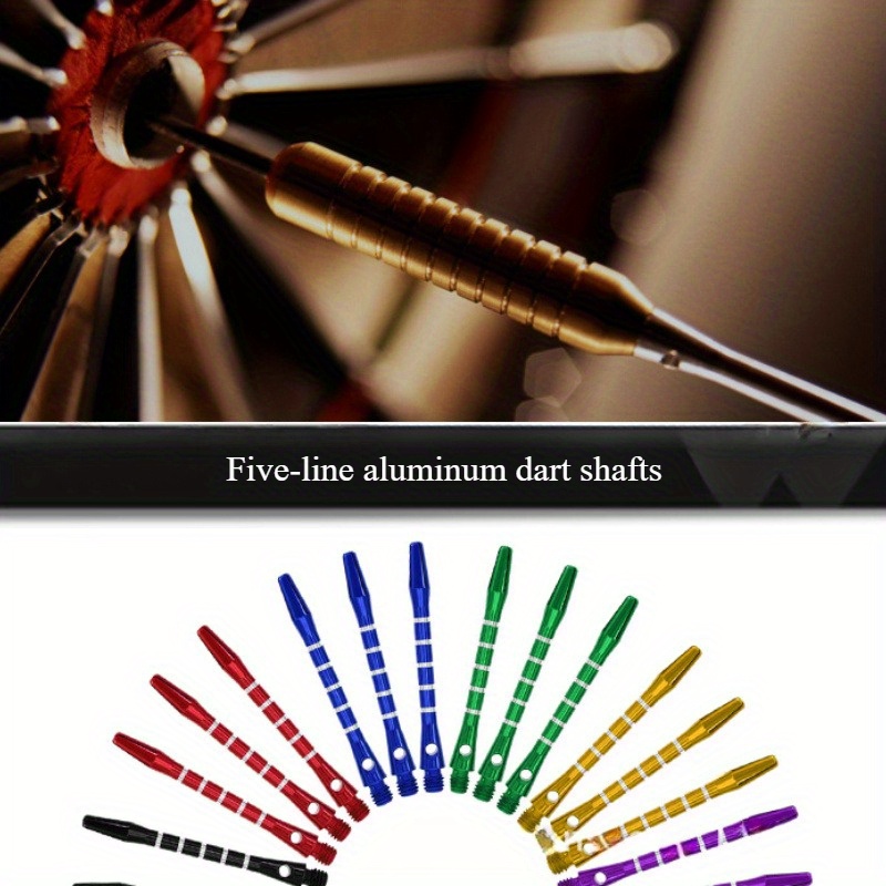 6pcs Multi-Color Options 2BA Aluminum Dart Shafts 48Mm/4.8cm Five-Line Carved Dart Shafts Metal Aluminum Additions in Black, Red, Blue, Yellow, Green, And Purple Slingshot