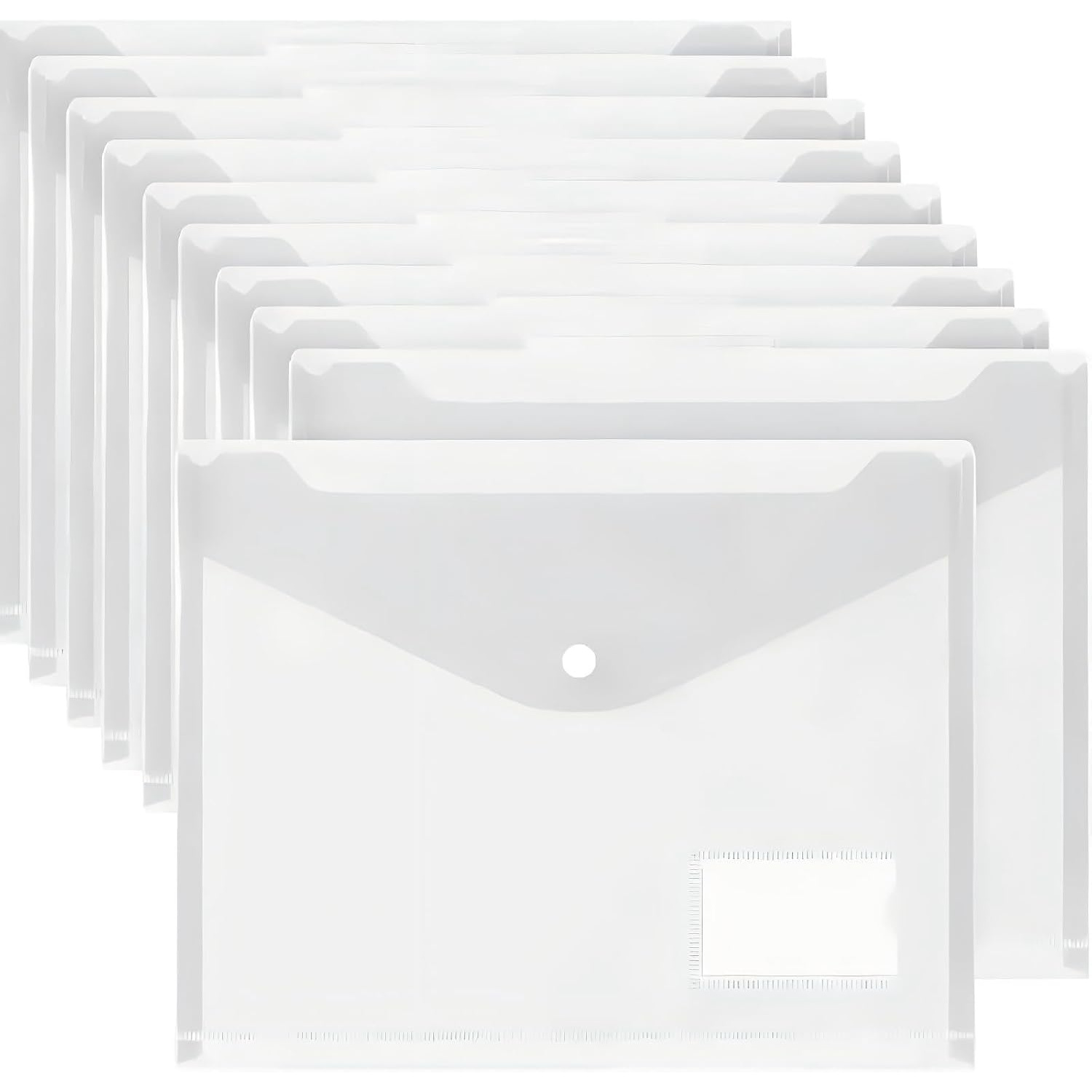 E-shop Set mit 10 transparenten A4-Plastik-Portemonnaies, Dokumentenordnern mit Umschlägen, mit Druckknopfverschlüssen und Etikettentaschen, ideal zum