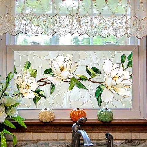 item picture 2d flat 1pc static cling window film suitable for glass doors privacy cover with opaque pattern no pvc vinyl decorative glass tape 39 3 x17 7 100x45cm for home kitchen bathroom balcony 2d flat