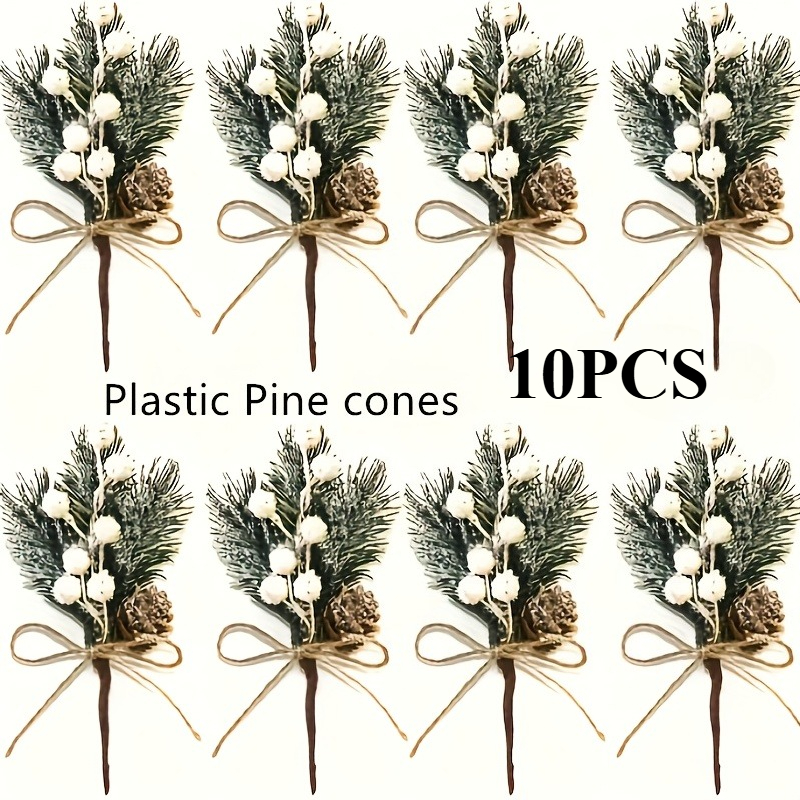TEMU 10 Pre-assembled Artificial Pine Branches With And Natural-looking Pine Cones, Featuring Realistic Pine Needles And Foliage For A Warm And
