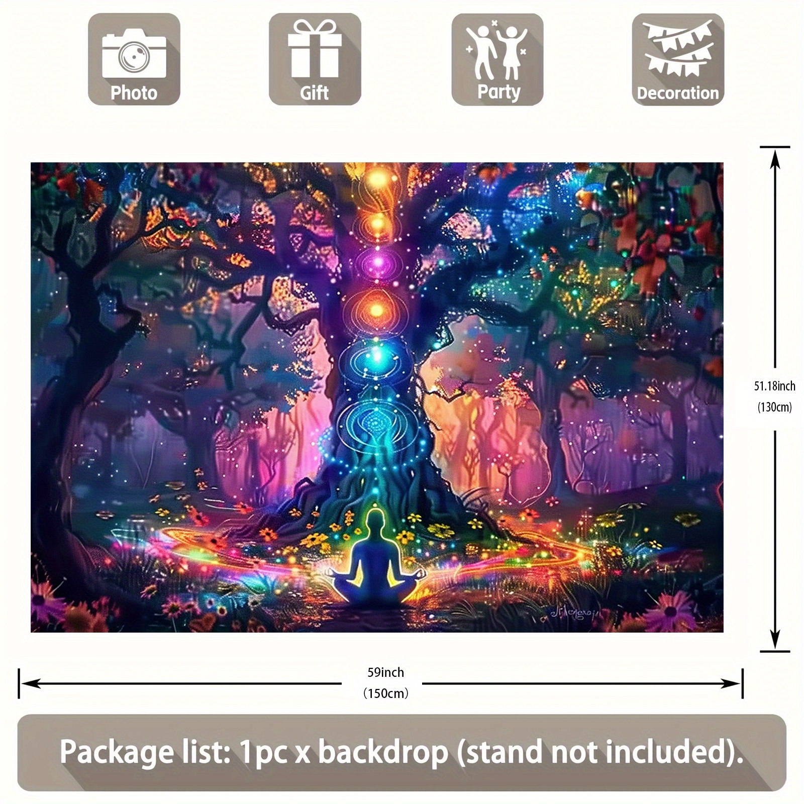 Tree Of Life Chakra Tapestry For Yoga Meditation Wall Decor_voghion.com