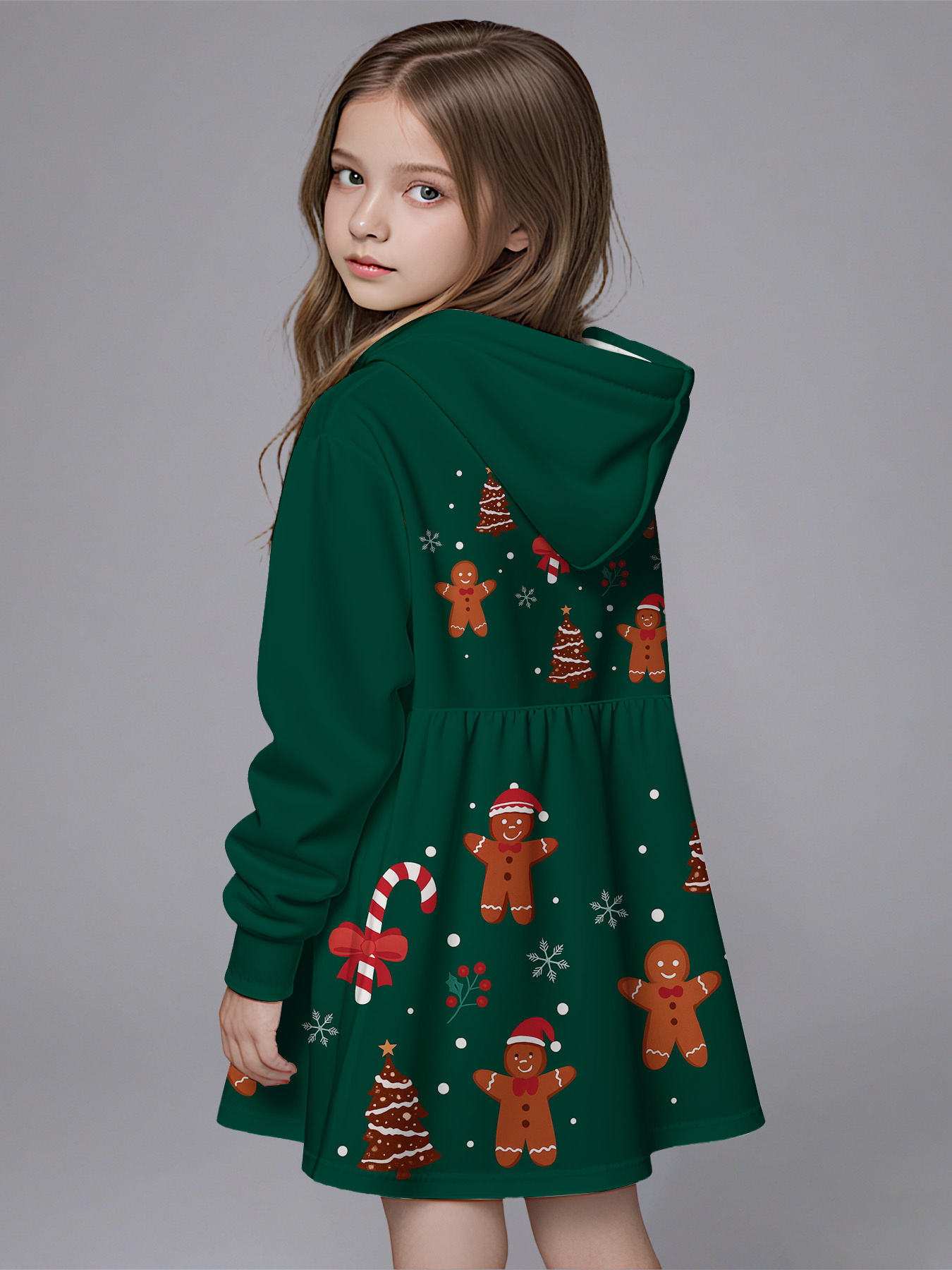 witchery green floral dress Girls Sweatshirt Dress Black / 4 main image 1
