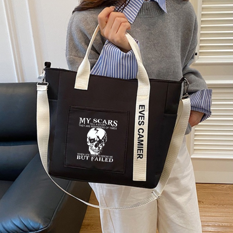 E-shop Damen Tote Bag Multi-Pocket Handtasche Crossbody Reise- und Arbeits-Schultertasche, , langlebig mit verstellbarem Schultergurt, MY Gedrucktes