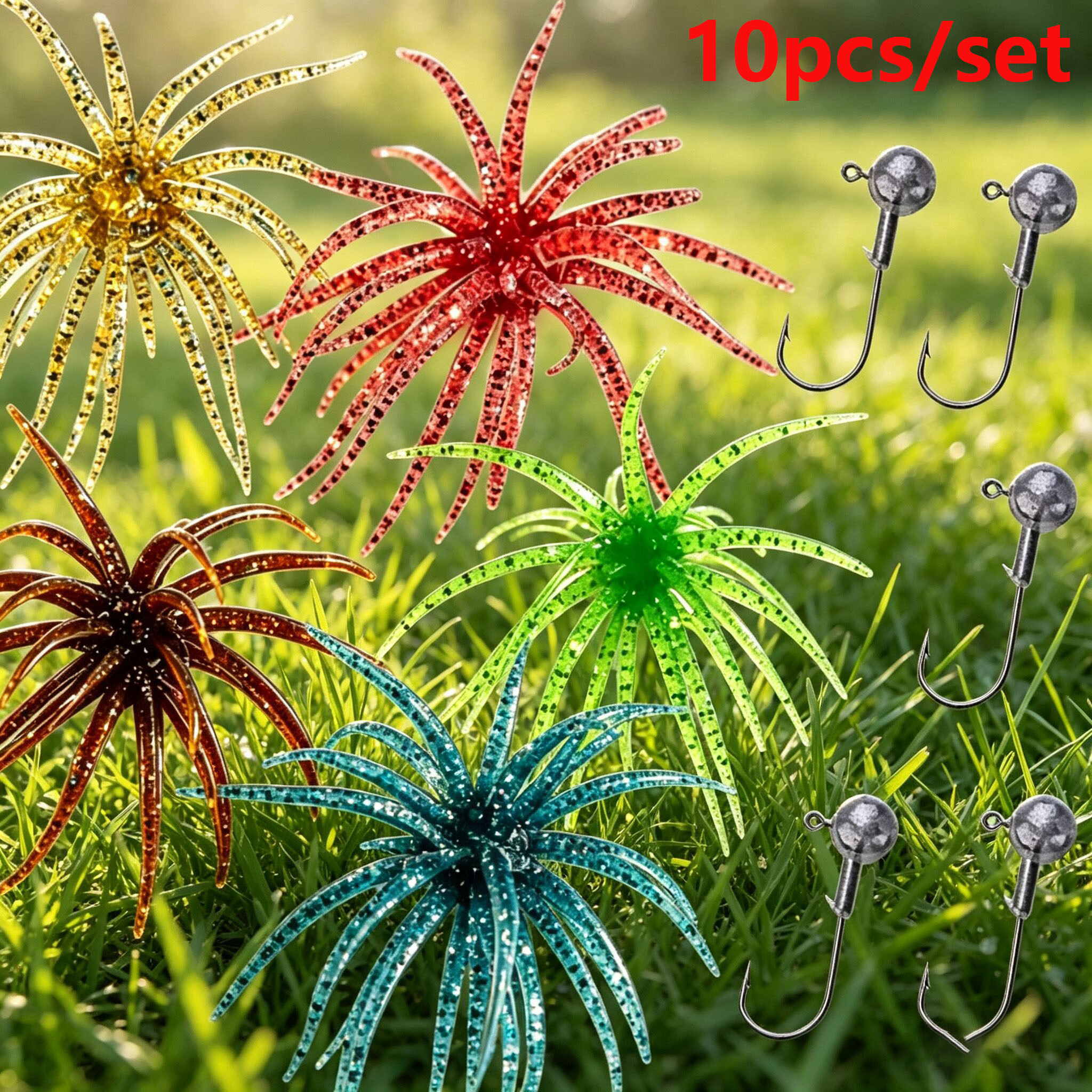 TEMU 10 piezas/juego de , , Micro Lu Ya, juego de anzuelos de cabeza, de pesca de hundimiento , adecuado para trucha, , pequeños, ríos y