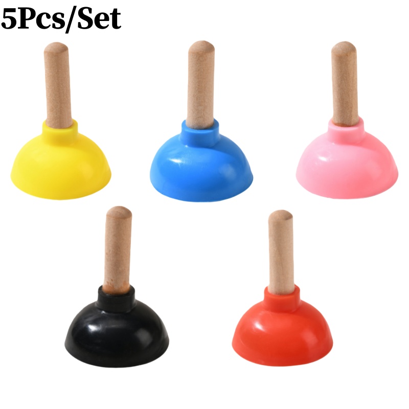 TEMU 5pcs/set Tiny Toilet Plunger Shape Phone Holder, Magic Props Light Weight Toilet Sucker Mobile Phone Stand, Mini Colorful Plunger Support For