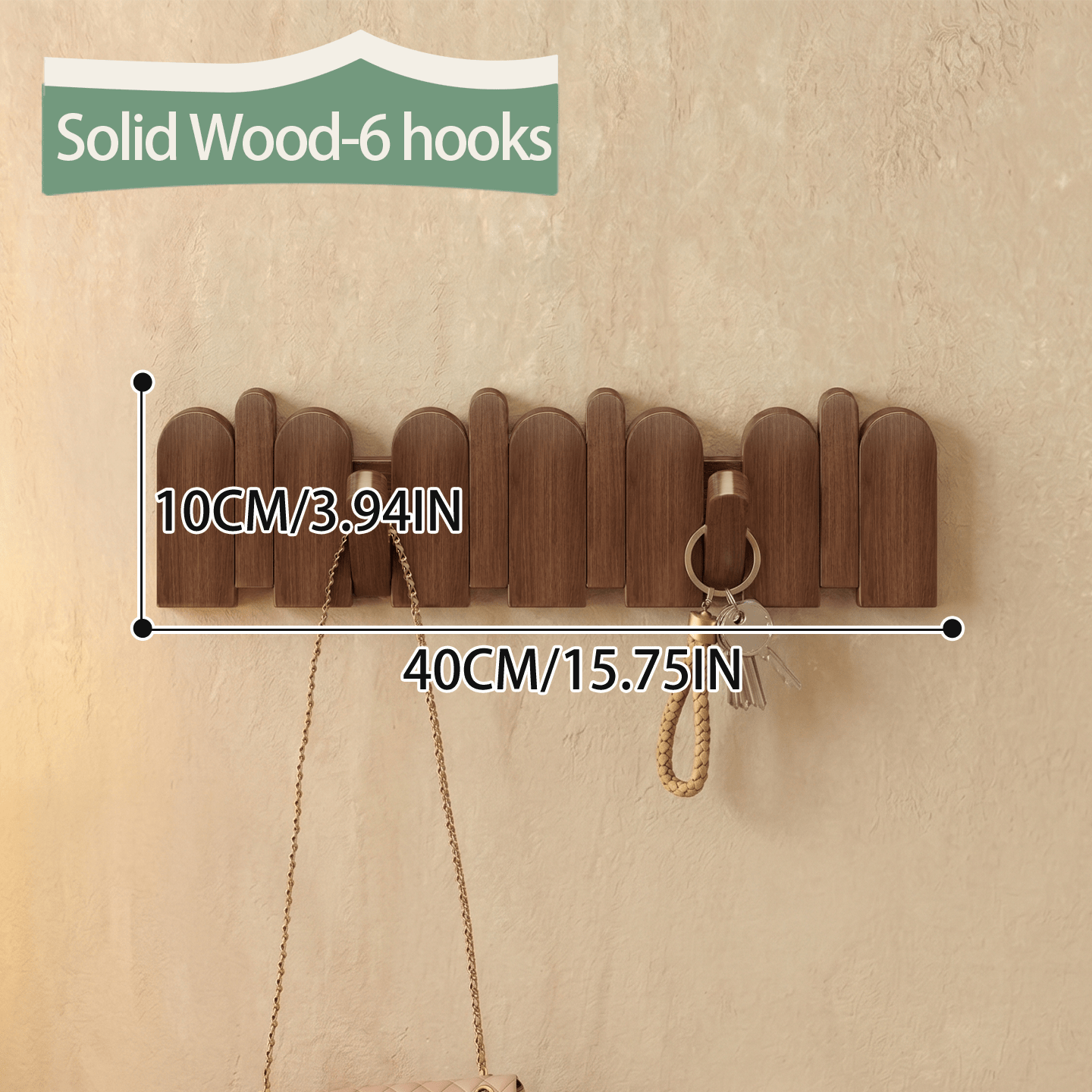 TEMU Luxury Solid Wood Concealed Folding Wall Coat Rack, 45Â° Tilt Anti-slip Hook Design, Hand Polished Hanging Organizer For Hallway & Bedroom,