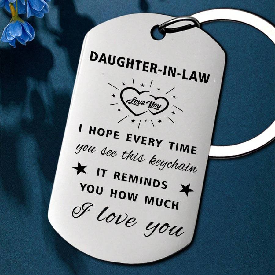 TEMU 1pc Stainless Steel Keychain - Perfect Gift For Mother's Day, Birthday, Christmas, And Valentine's Day, Suitable For Son In Law