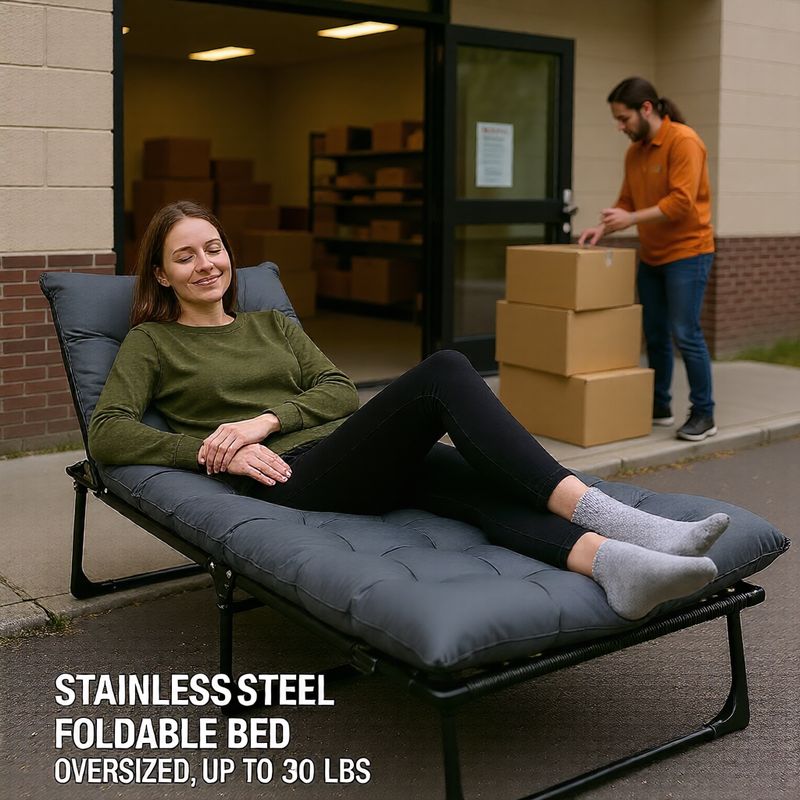 Introducing The 2026 Heavy-Duty Portable Folding Bed: a Collapsible Camping Bed Perfect for Outdoor Escapades. It Can Hold Up to 200.0 KG, Is Made for Outdoor Conditions