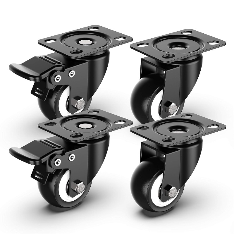 TEMU 4-wheel Heavy Duty 2-inch Swivel Caster Wheels With Locking - 600 Total Capacity Plate Casters (2 Locking & 2 Non-locking) For Carts, Equipment,