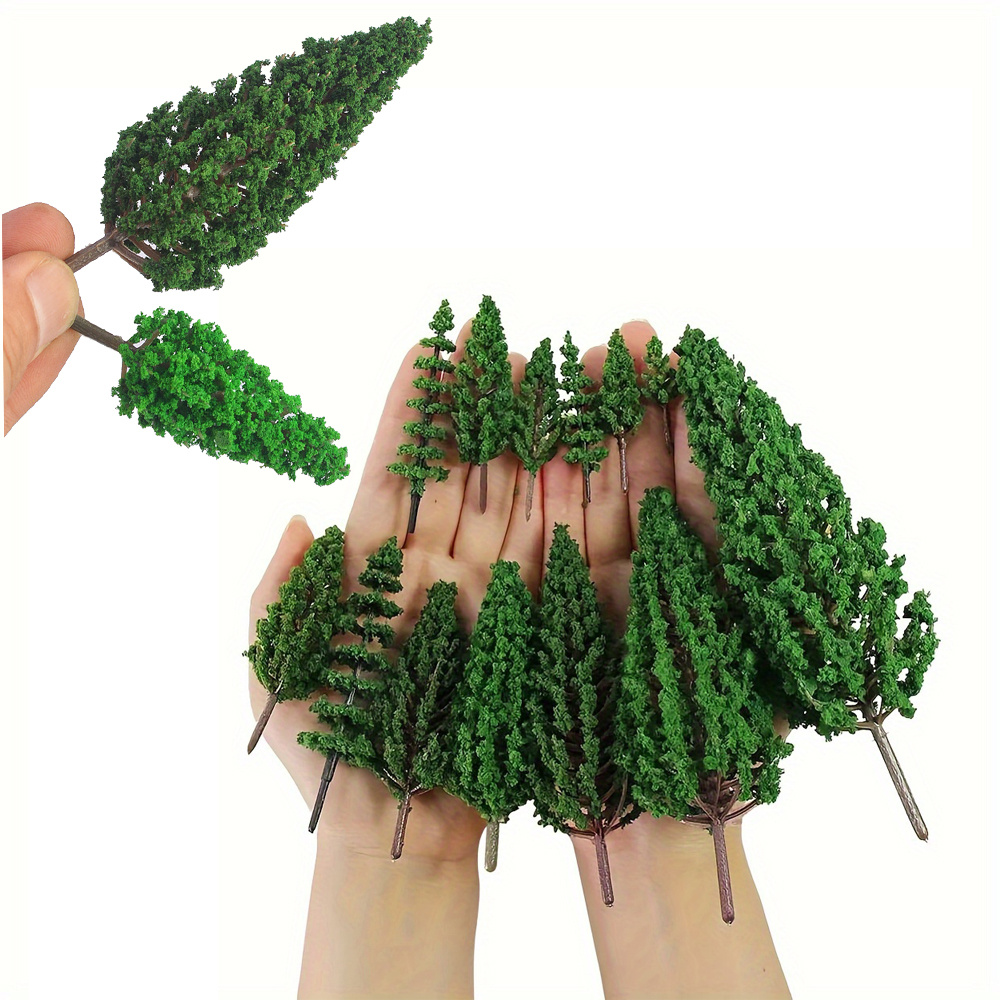 Image of 16pcs Of Mini Landscape Plastic Pine Trees, Materials For Building Model Sand Table Exercises, Materials For Micro Landscapes, Suitable For Enthusiasts And Collectors Aged 14 And Above
