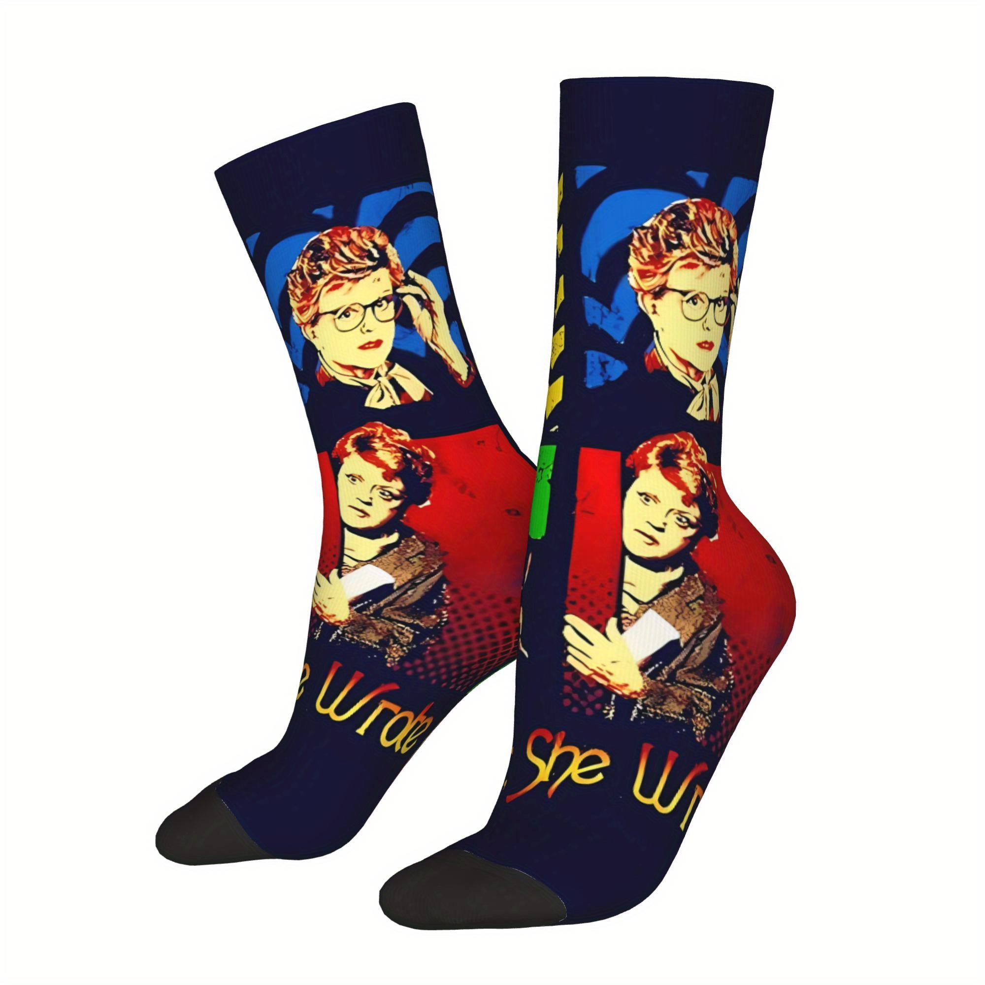 TEMU Women's Writers And Murders Socks Printed Men's Polyester 2d Print Design